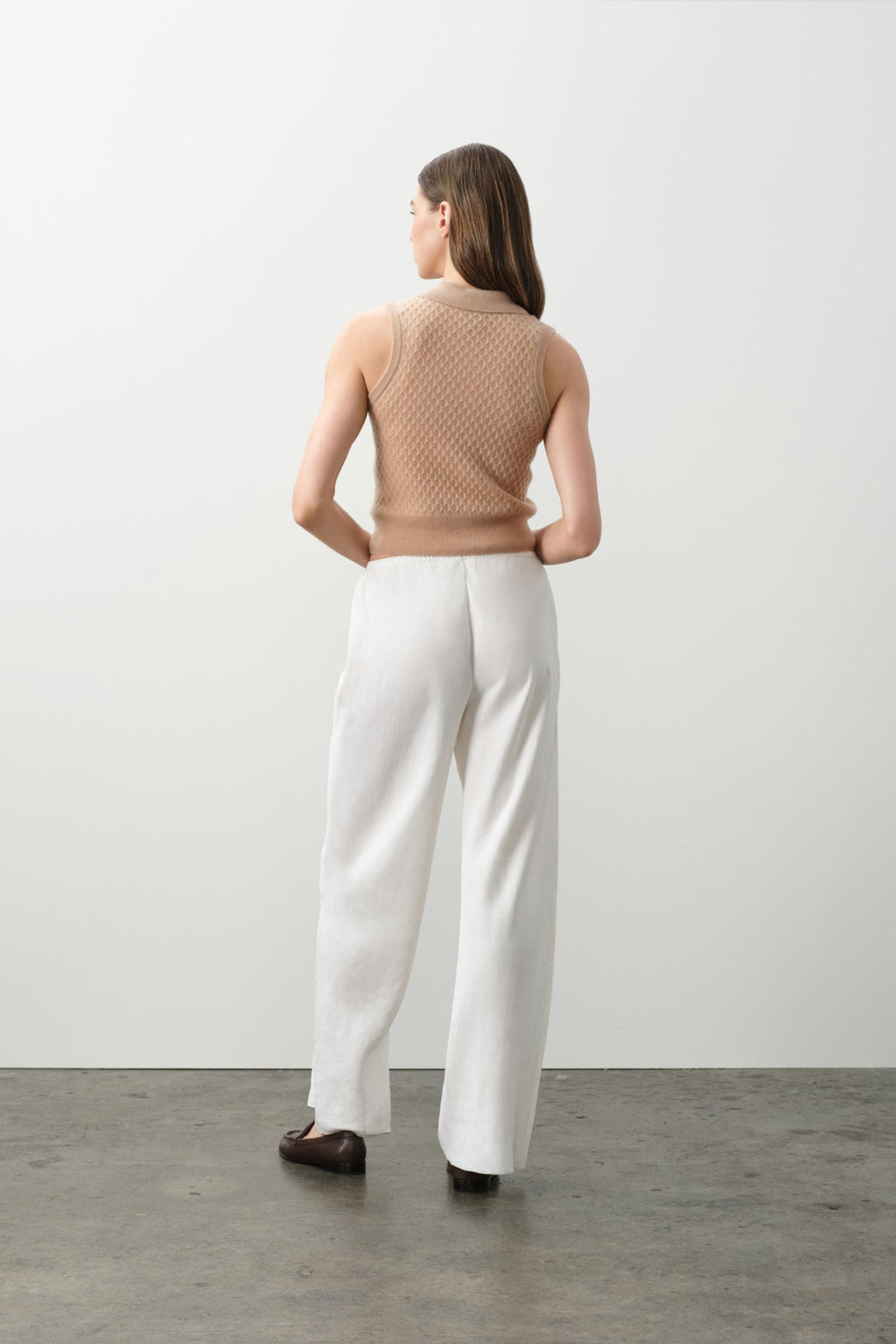 LEYLAH SLEEVELESS CABLE KNIT POLO